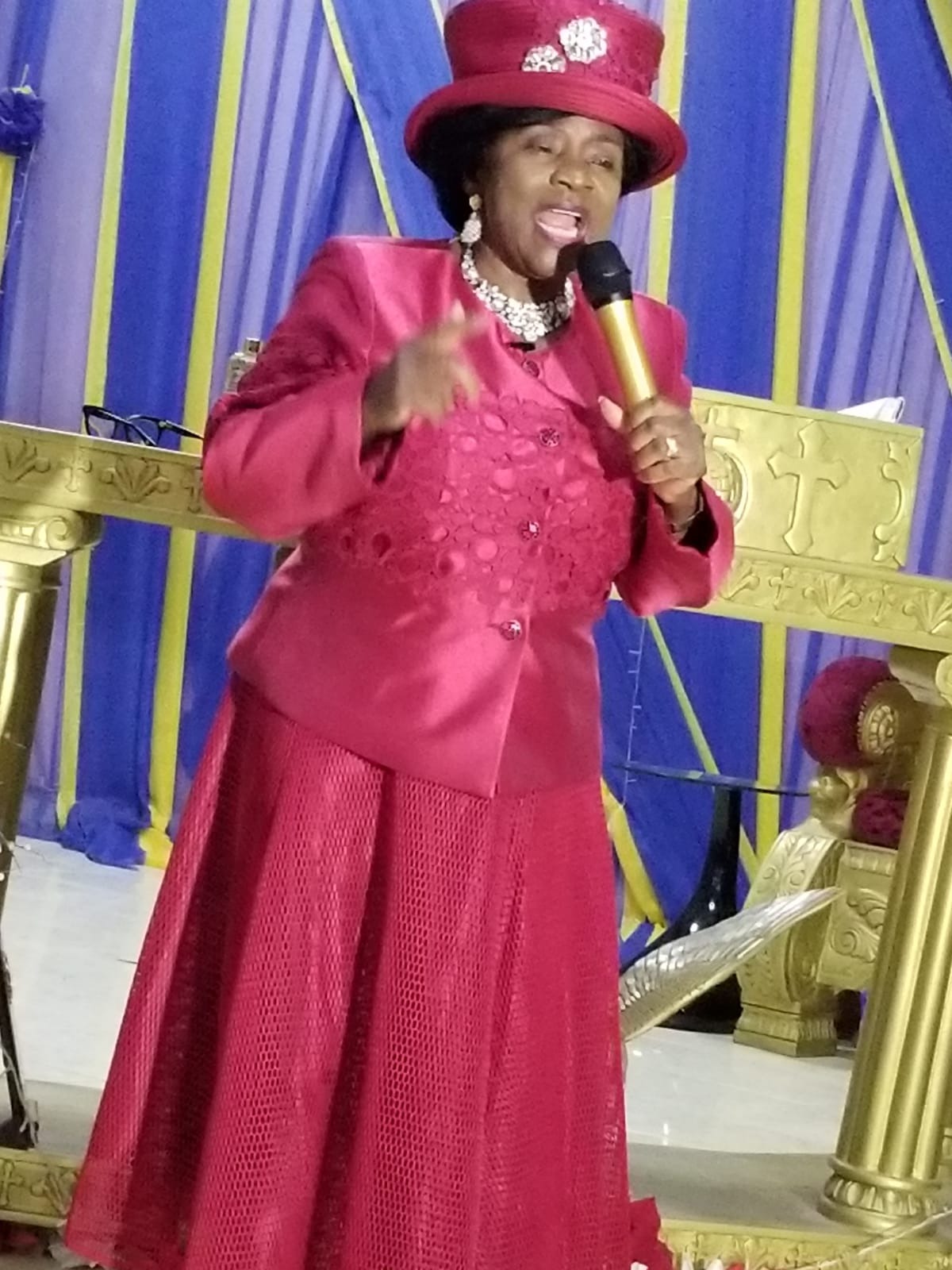 Prophetess Ade-Salu ministering during a church service