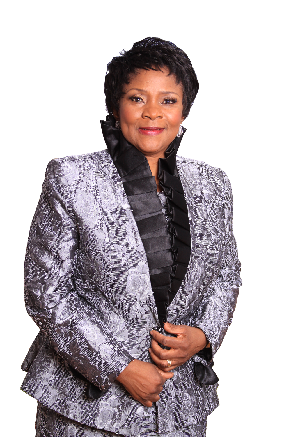 Rev. Prophetess Eunice Ade-Salu in a silver jacket